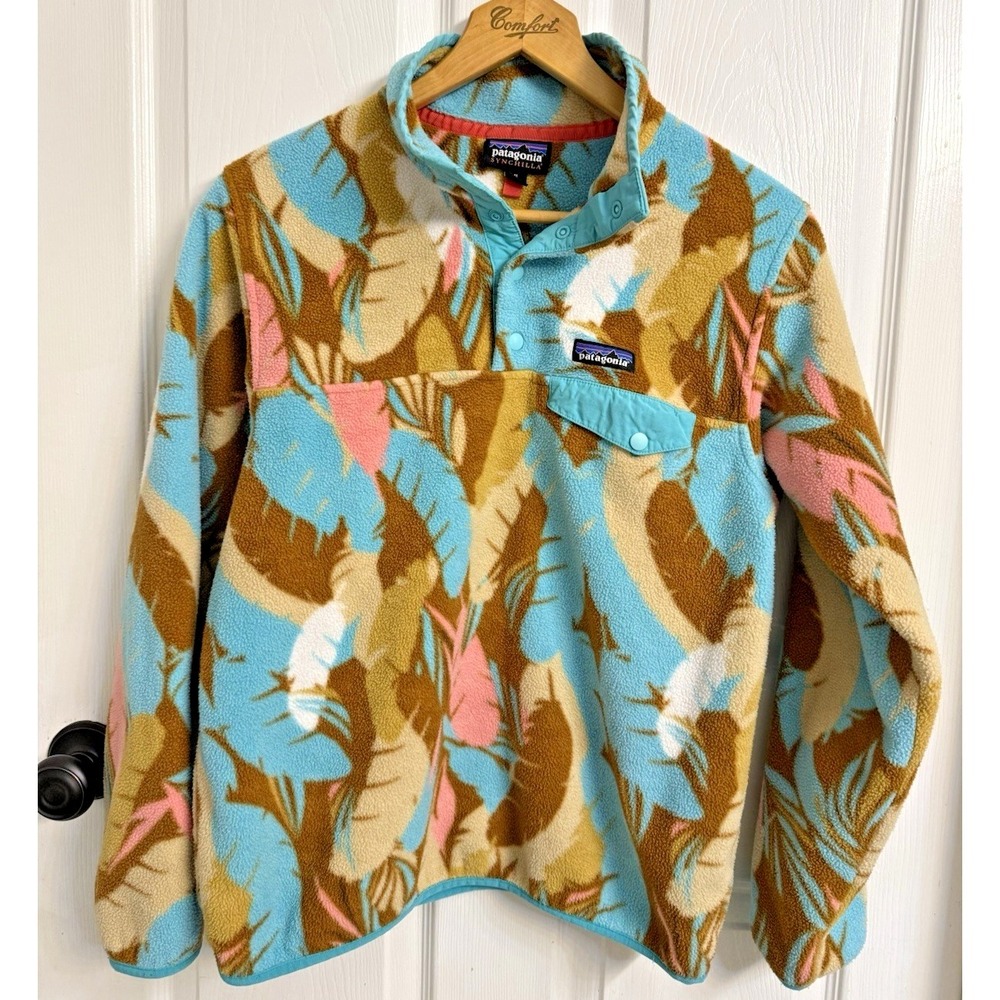Patagonia Synchilla Snap T-Fleece Pullover Feather Dance Sweater Women's M